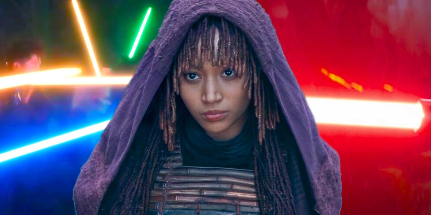 The Acolyte Custom Image Amandla Stenberg as Mae with Jedi and Sith Lightsabers