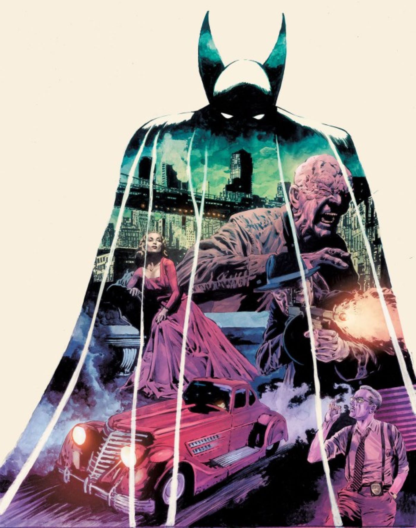 Capa variante do Bat-Man First Knight # 2 com arte do Batman e do Comissário Gordon