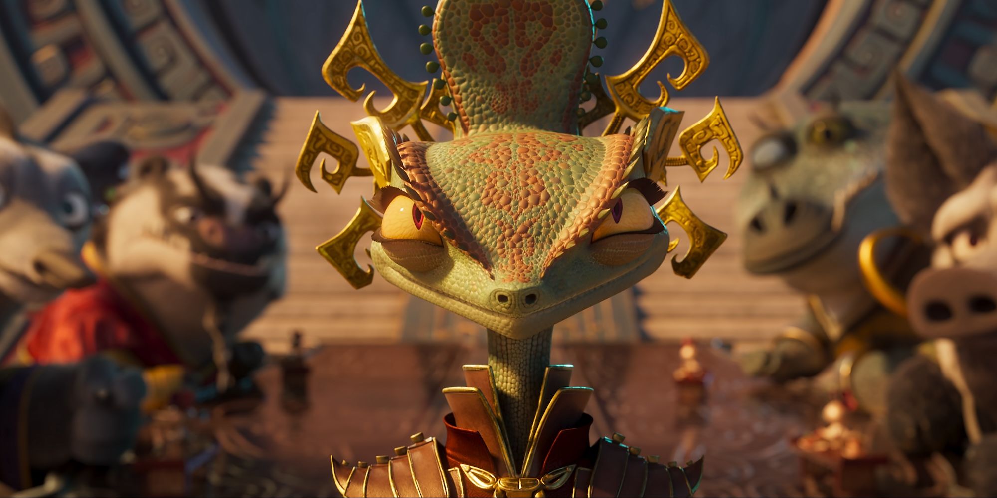 The Chameleon looking scary in Kung Fu Panda 4
