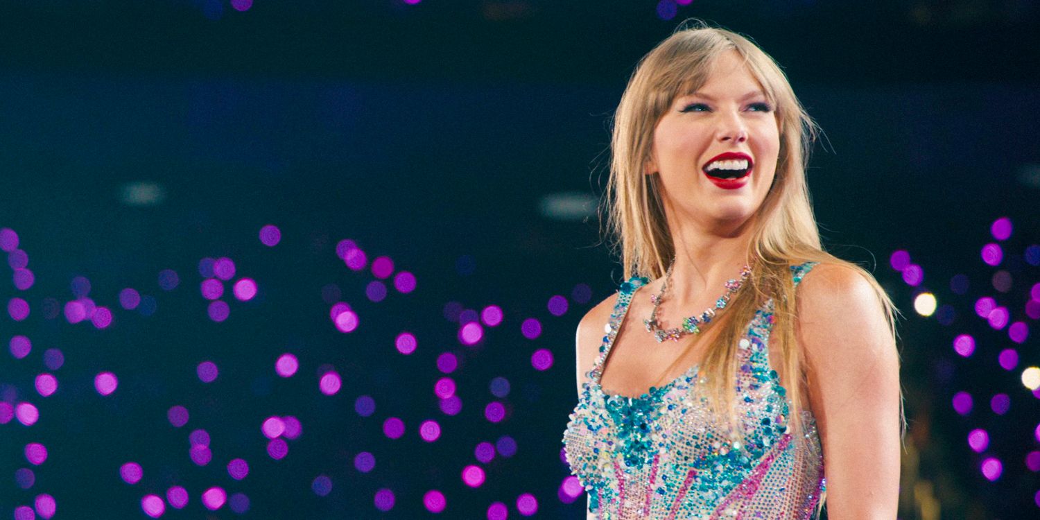 Close-up shot of Taylor Swift smiling, Lover era from the Eras Tour