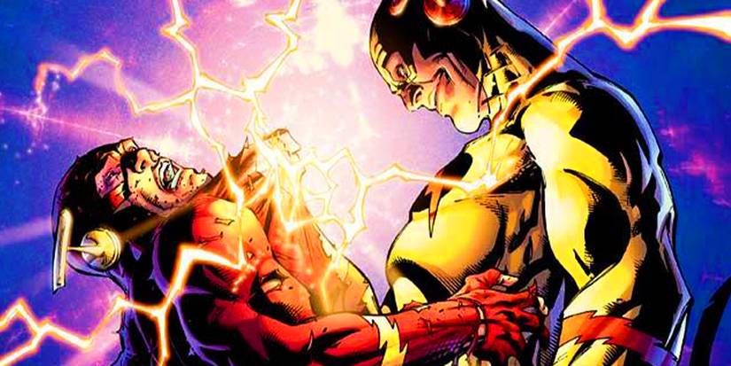 The Flash fighting the Reverse-Flash in DC Comics