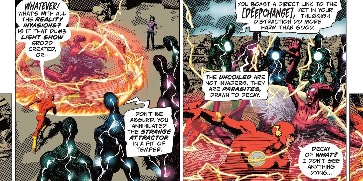 Two panels of the Flash running around the Stillness