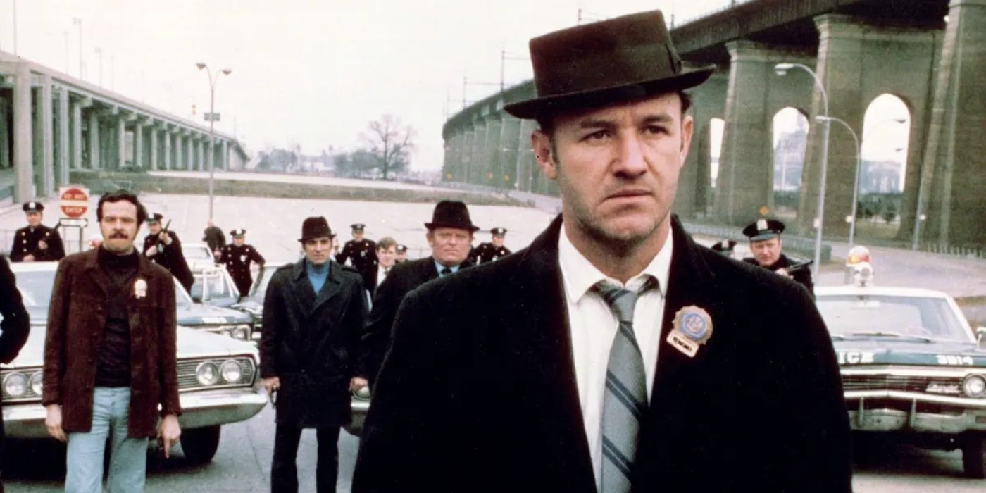 Gene Hackman with a sour expression in The French Connection