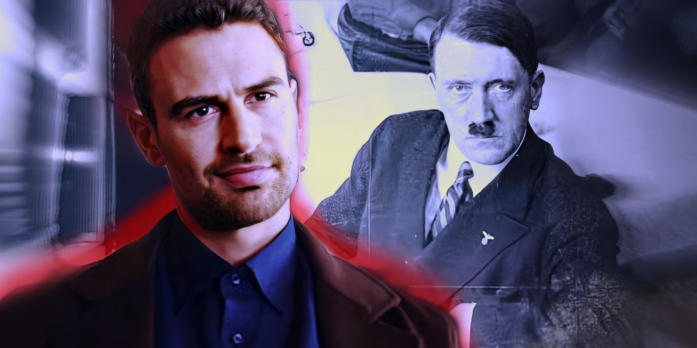 Theo James as Eddie in The Gentlemen alongside Adolf Hitler