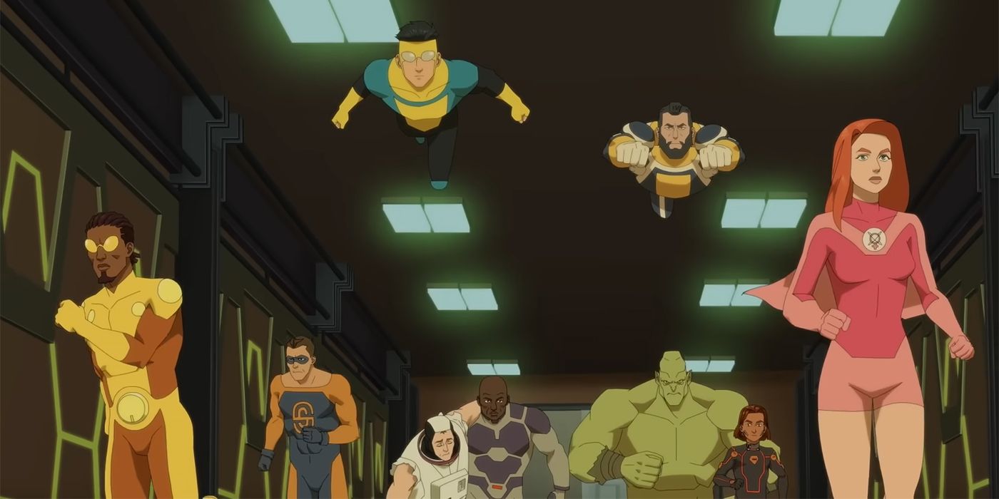 The Guardians of the Globe running in a fight in Invincible season 2 part 2