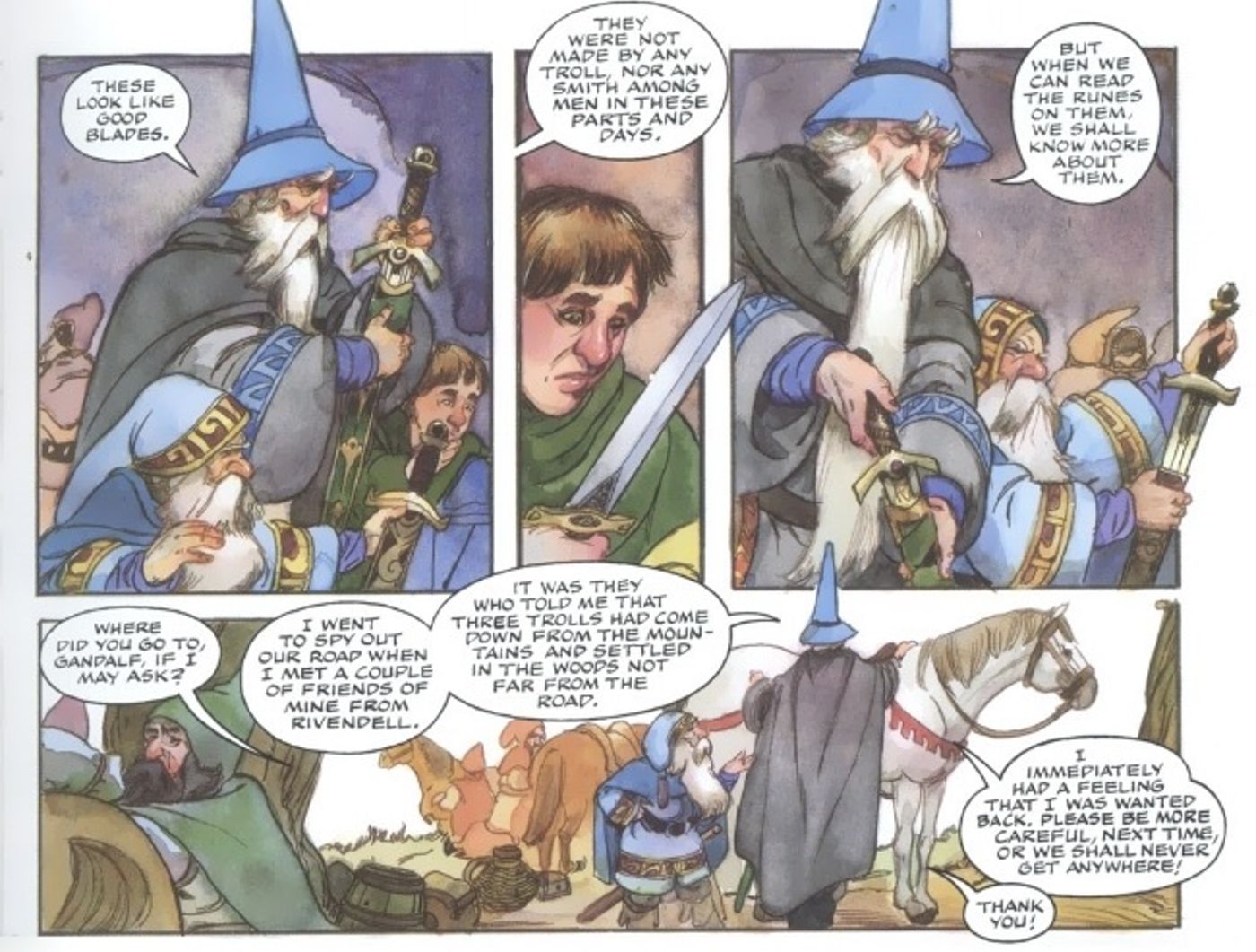 Gandalf, Bilbo and the Dwarves in The Hobbit