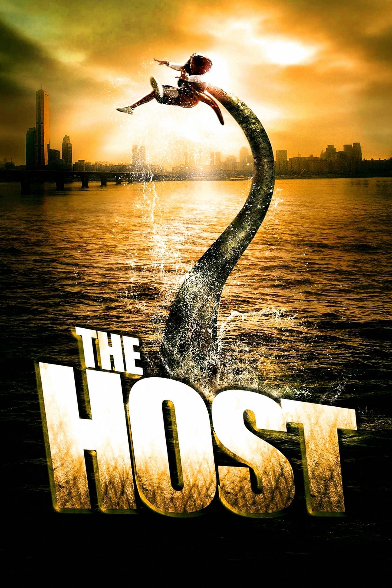 The Host Movie Poster Showing a Monster's Arm Grabbing a Woman and Pulling her Into the Ocean