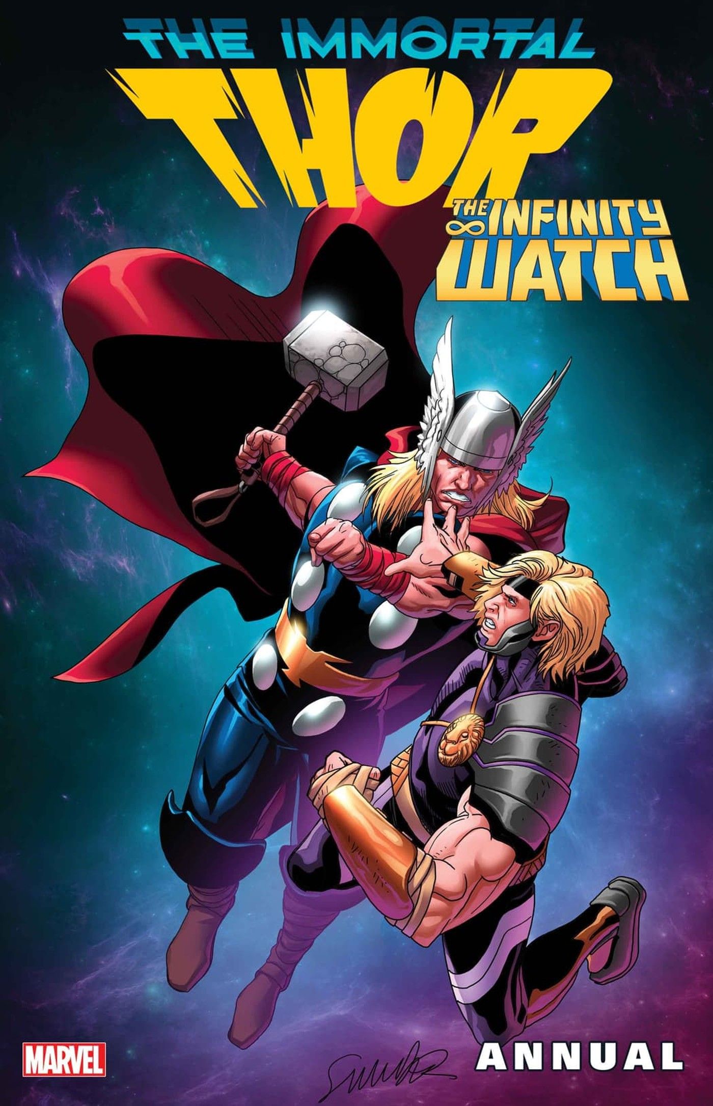 the immortal thor annual cover - thor battles the prince of power in space