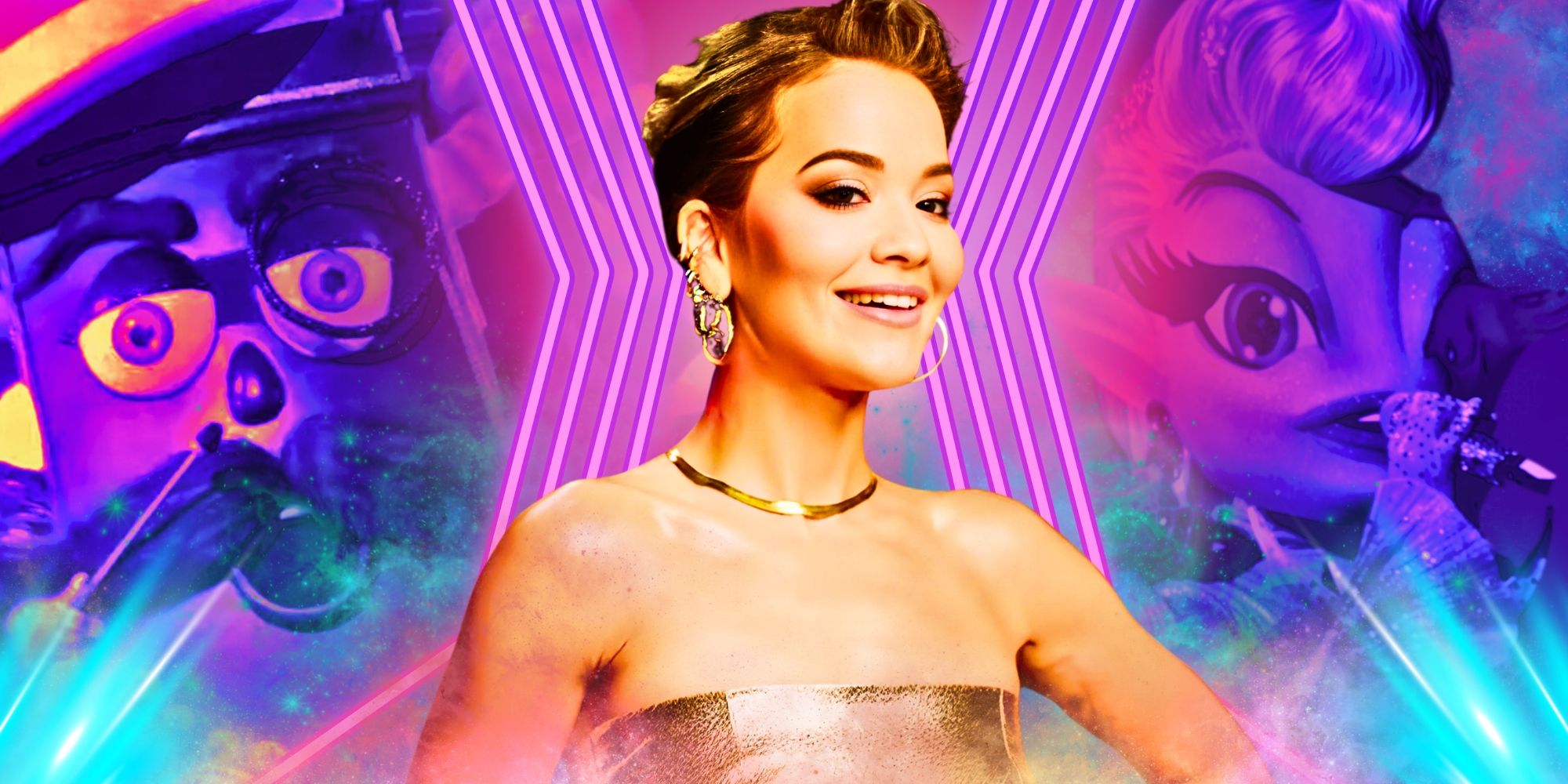 the masked singer season 11 rita ora montage with costumed contsstants in background