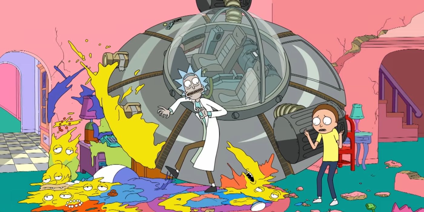 Rick e Morty após colidir com a piada do sofá dos Simpsons