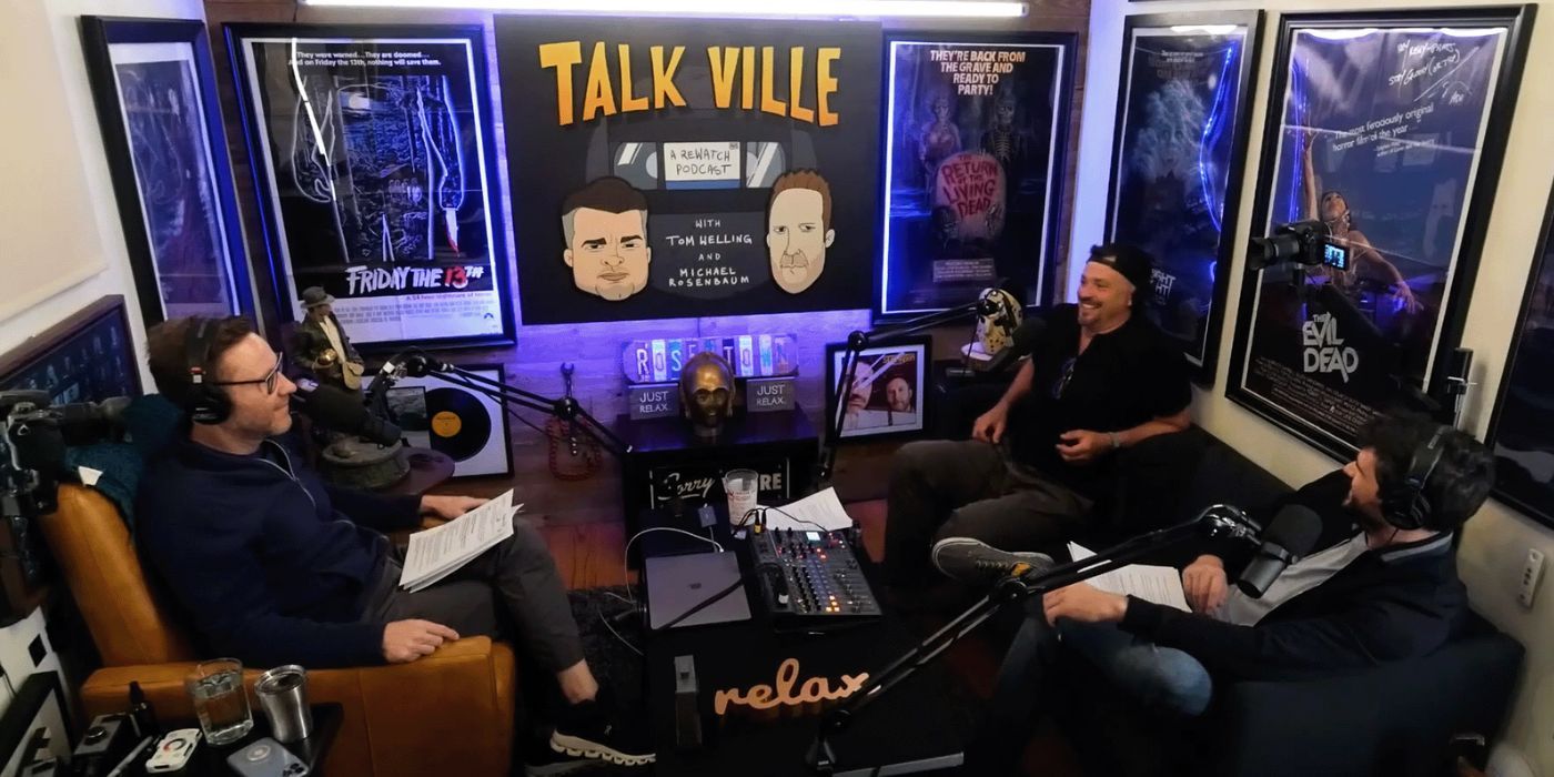 Michael Rosenbaum and Tom Welling recording the Talk Ville Podcast
