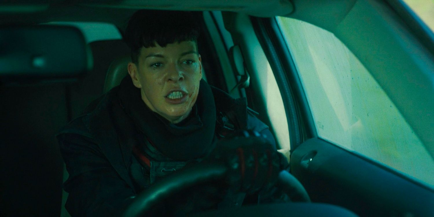 Jadis Stokes driving furiously in The Walking Dead the Ones Who Live S1 Ep5