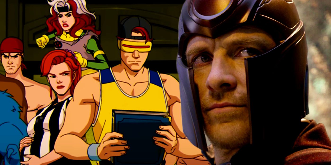 The X-Men confront Magneto in their sportswear in X-Men '97 and Magneto (Michael Fassbender) in X-Men Apocalypse