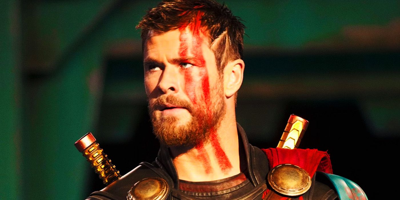 Thor in gladiator armor and paint in Thor Ragnarok