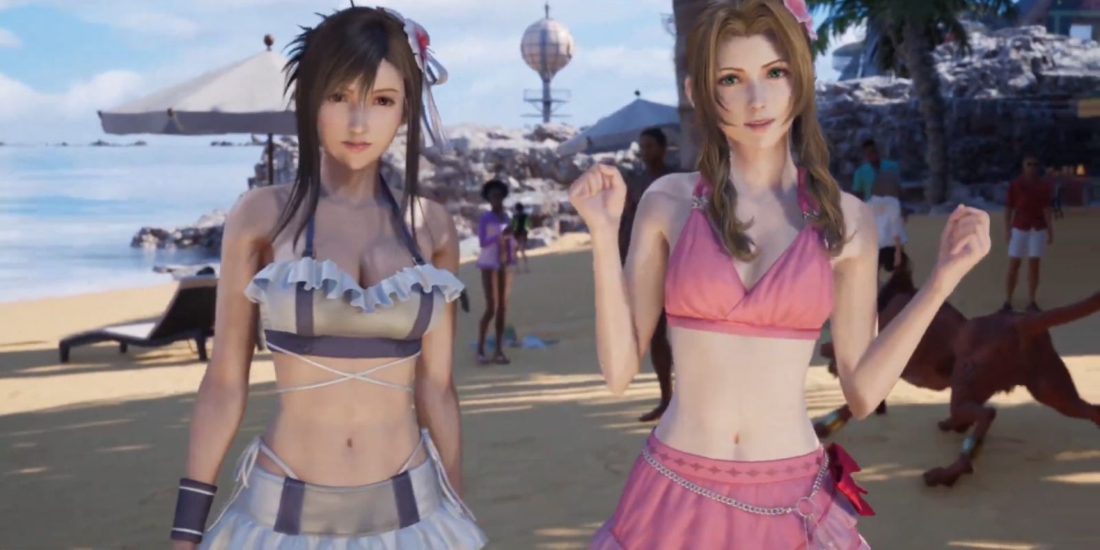 Tifa e Aerith em trajes de banho em FF7 Rebirth