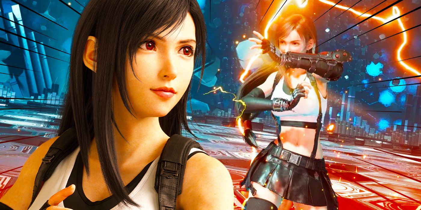 Tifa from Final Fantasy VII Rebirth fighting with different abilities from signature gauntlet weapons