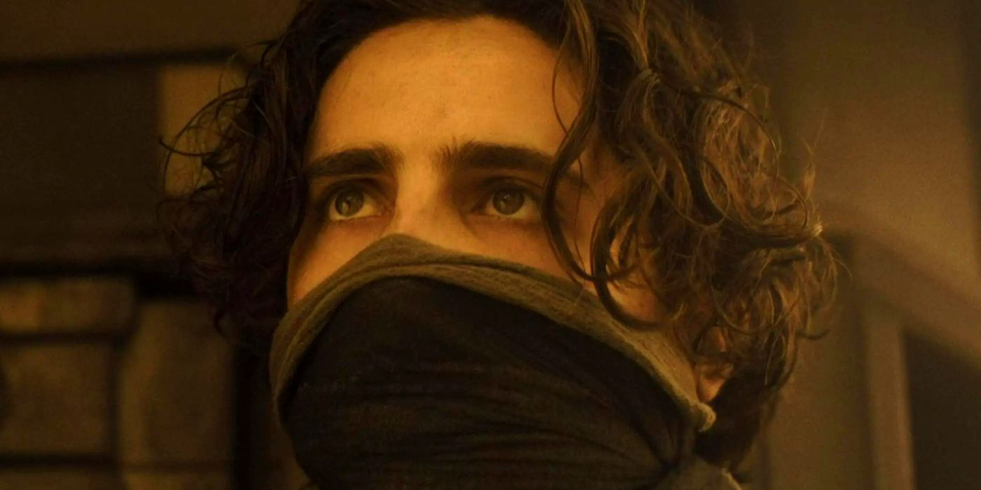 Timothee Chalamet as Paul Atreides in a Mask in Dune 2021
