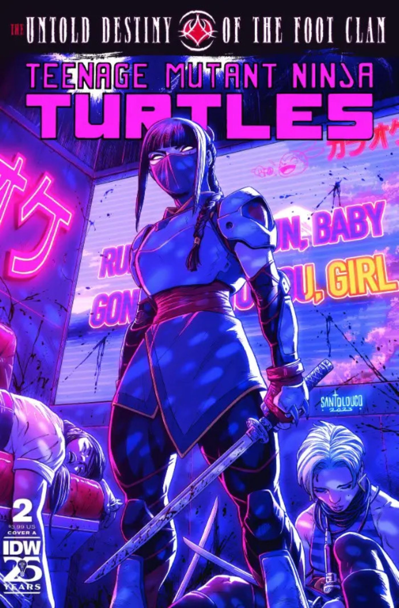 Capa de quadrinhos da TMNT apresentando Oroku Karai em pé sobre seus inimigos caídos.