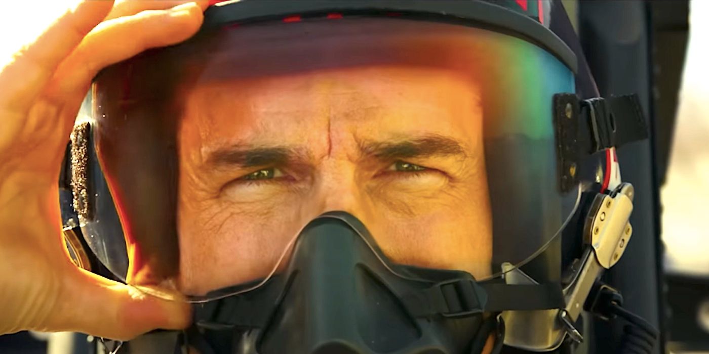 Tom Cruise's Maverick pulls down his visor in Top Gun: Maverick