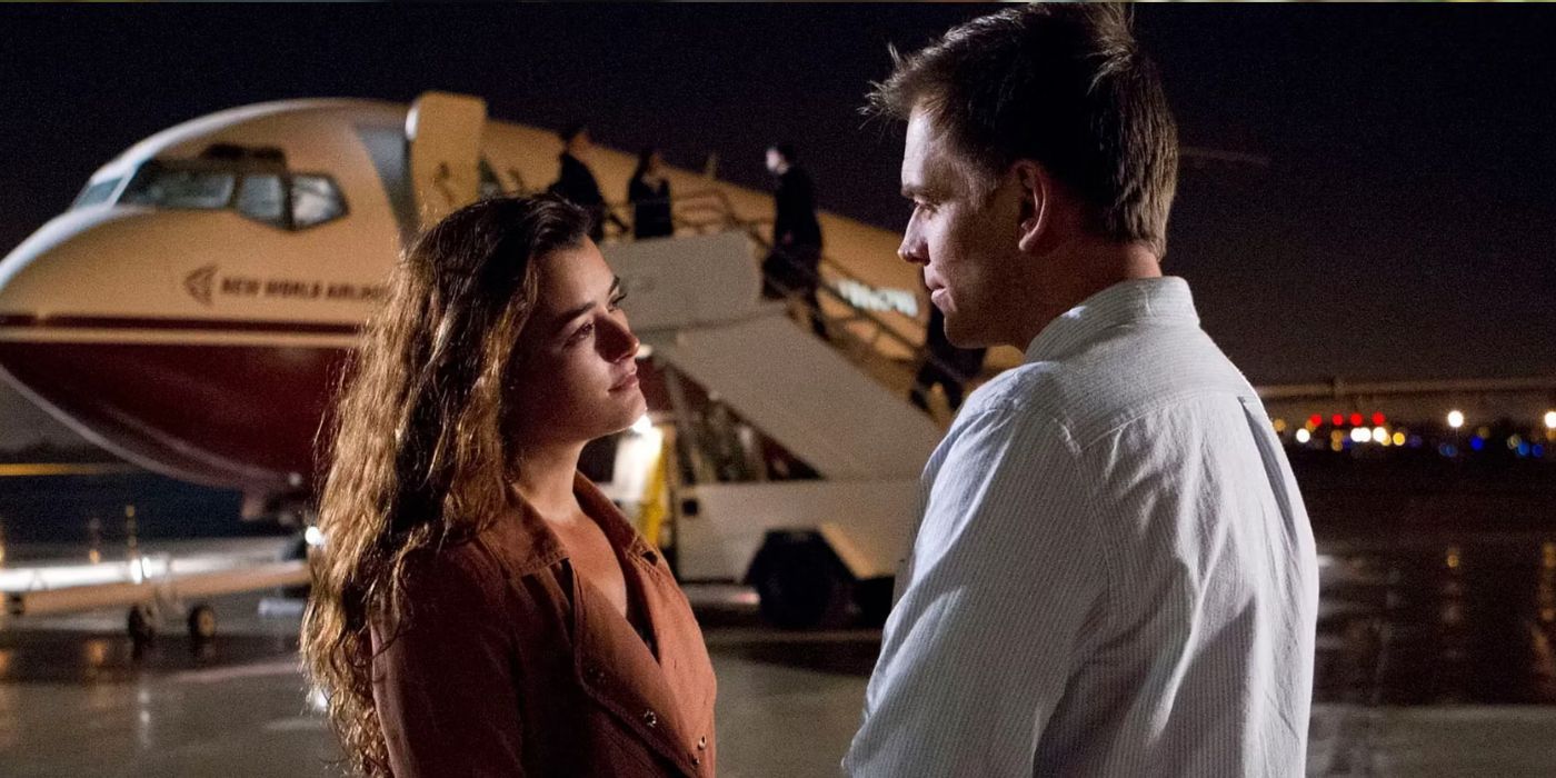 Ziva and Tony saying goodbye in front of an airplane when Cote de Pablo exited NCIS in season 13