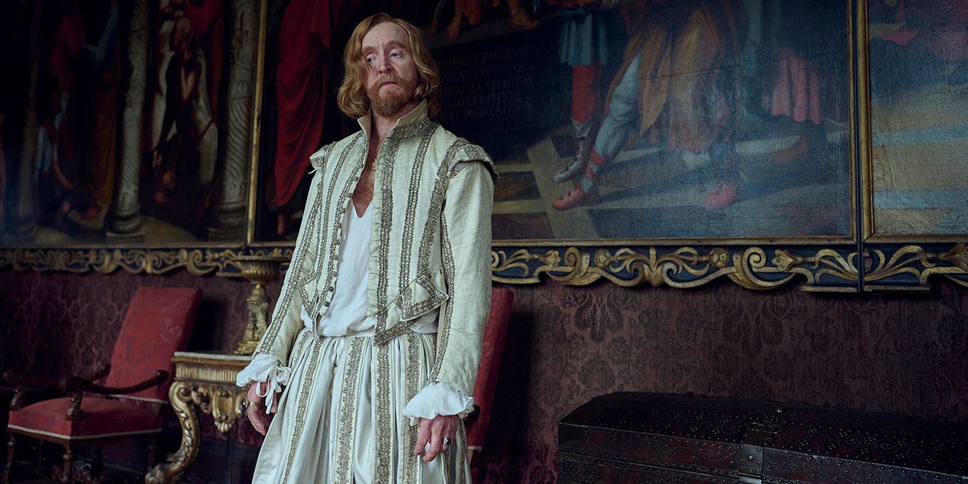 Tony Curran as James looking intrigued in Mary & George