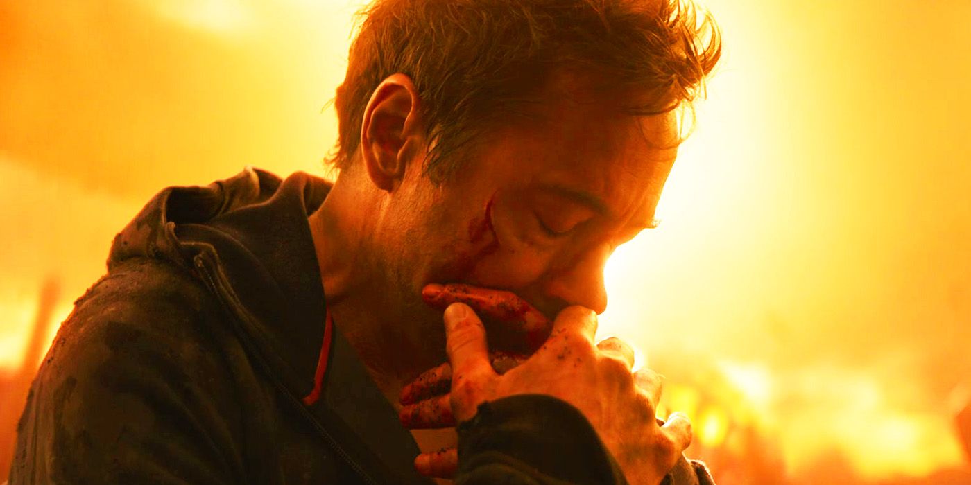 Tony Stark emotional at the end of Avengers Infinity War