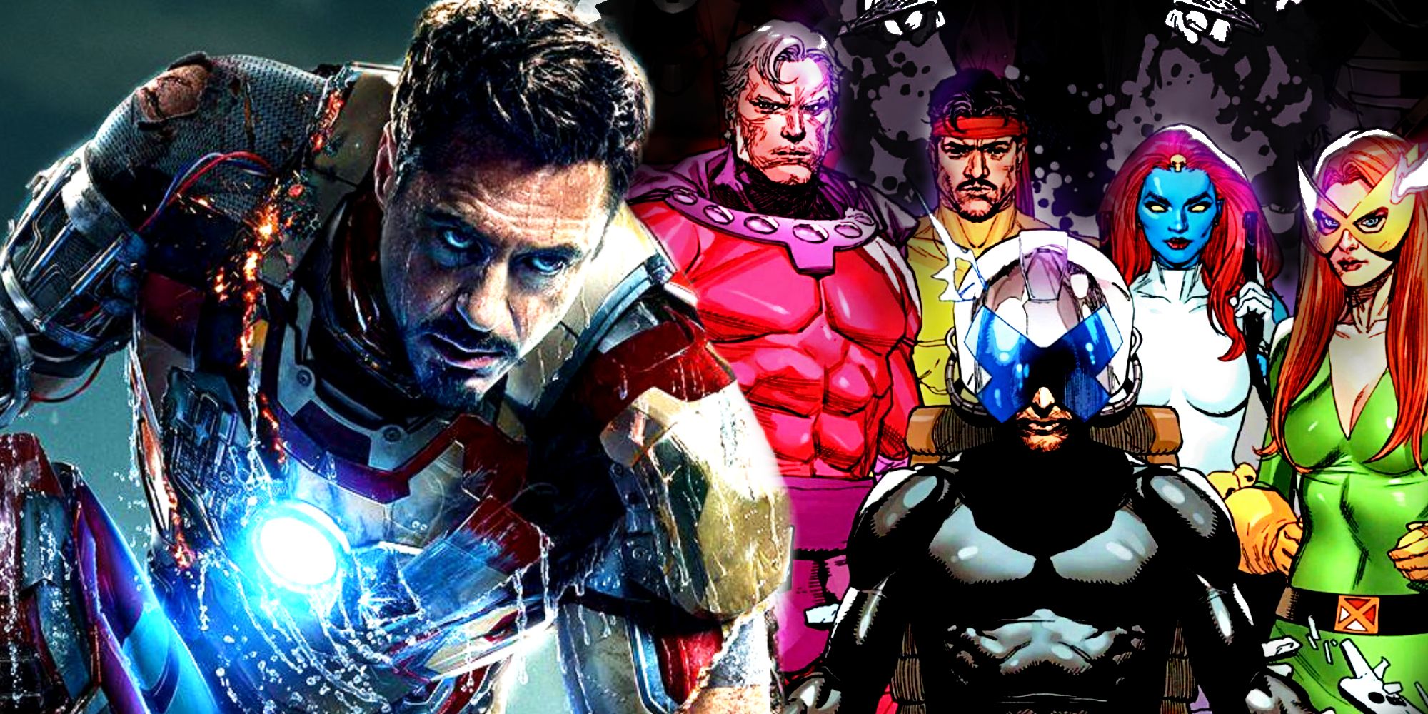 Tony Stark in Iron Man 3 and the X-Men in Marvel Comics