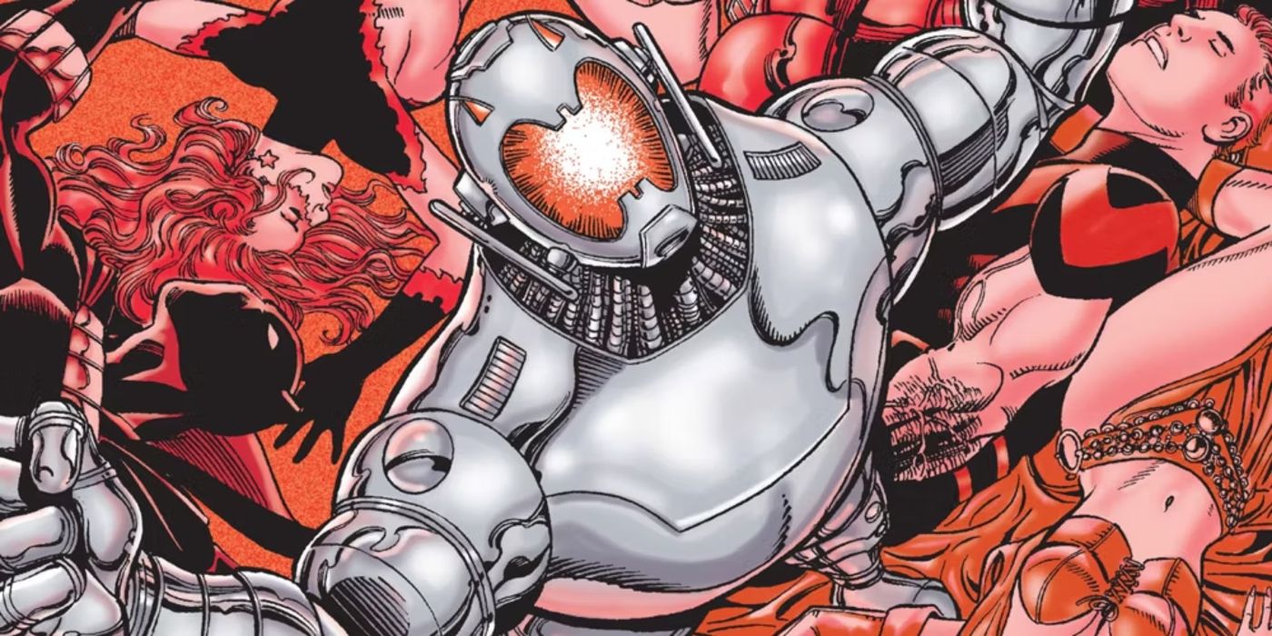 Ultron vitorioso sobre uma pilha de Vingadores caídos