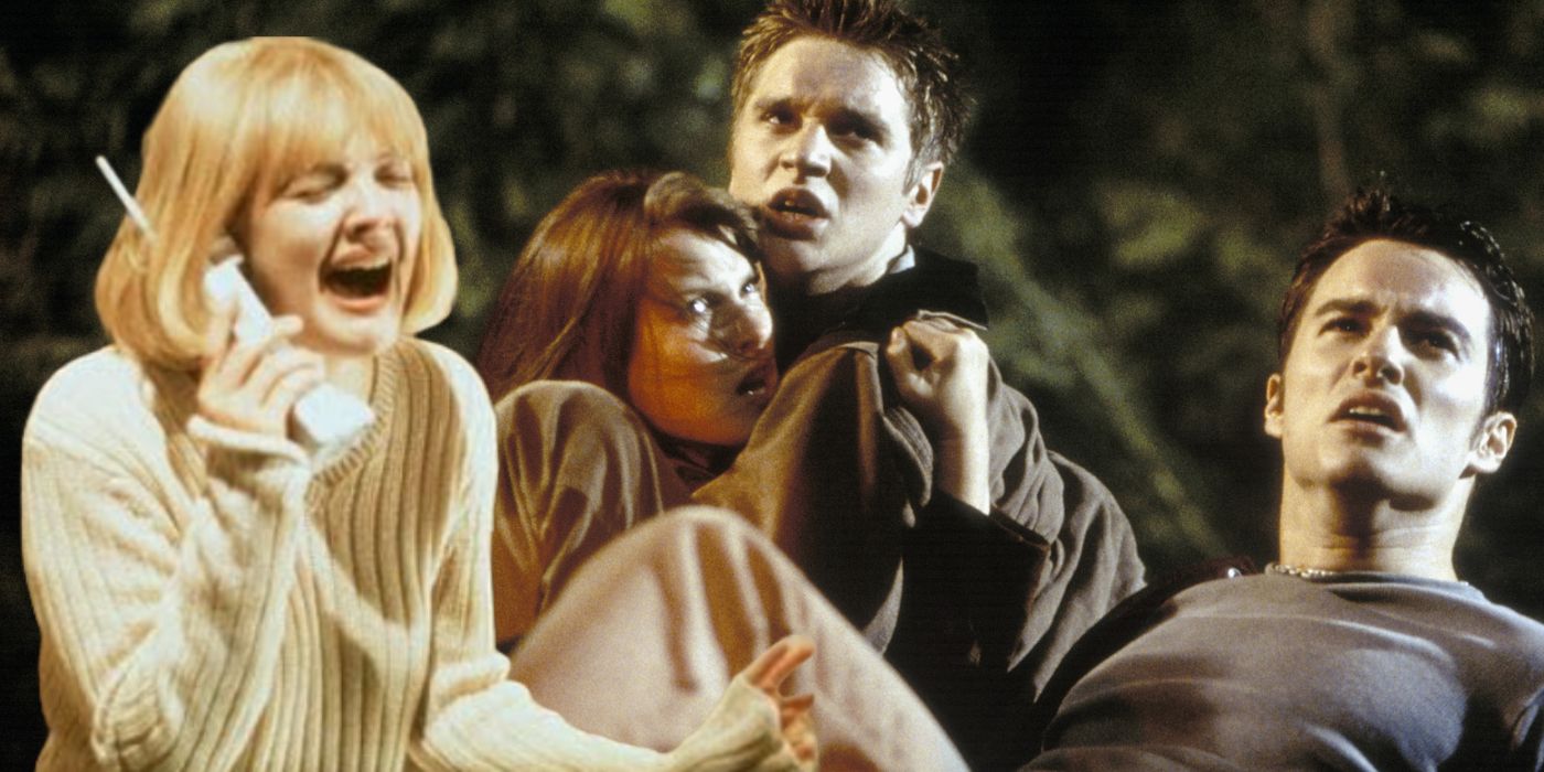 Drew Barrymore in Scream and Devon Sawa, Ali Larter, and Kerr Smith in Final Destination