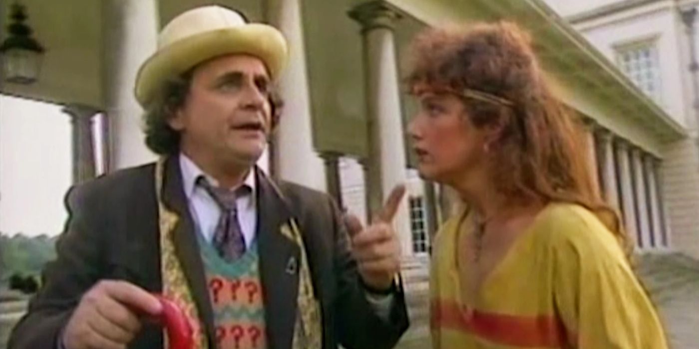 The 7th Doctor and Leela in the Doctor Who Children in Need special Dimensions In Time
