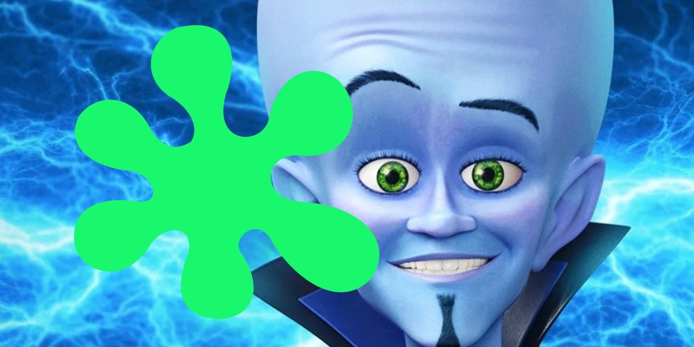Megamind in Megamind vs. the Doom Syndicate next to a Rotten Tomatoes splat