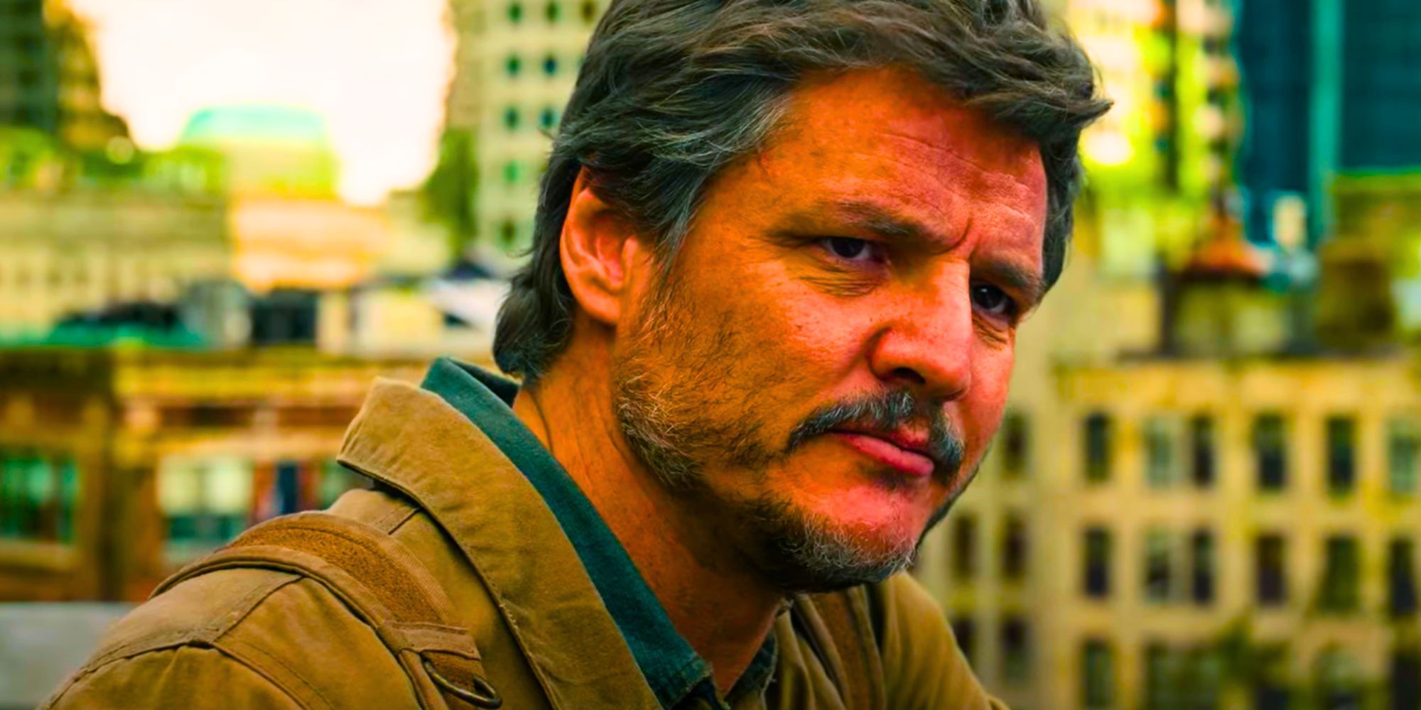 Pedro Pascal looking serious as Joel Miller in The Last of Us