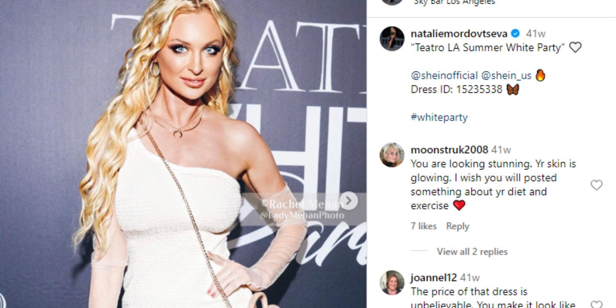 90 dias: A vida de solteira Natalie Mordovtseva em um vestido branco, posando em um degrau e repetindo