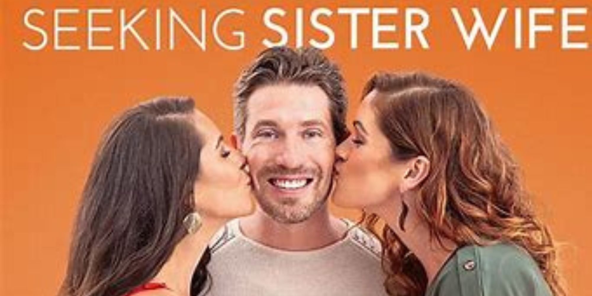 Seeking sister wife promo shot garrick merrifield being kissed by Danielle and roberta