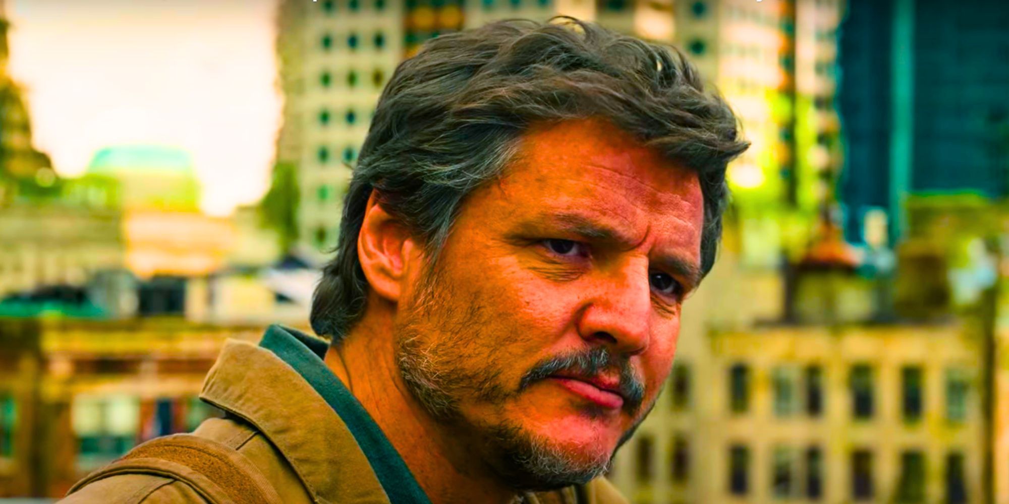 Pedro Pascal looking serious as Joel Miller in The Last of Us.