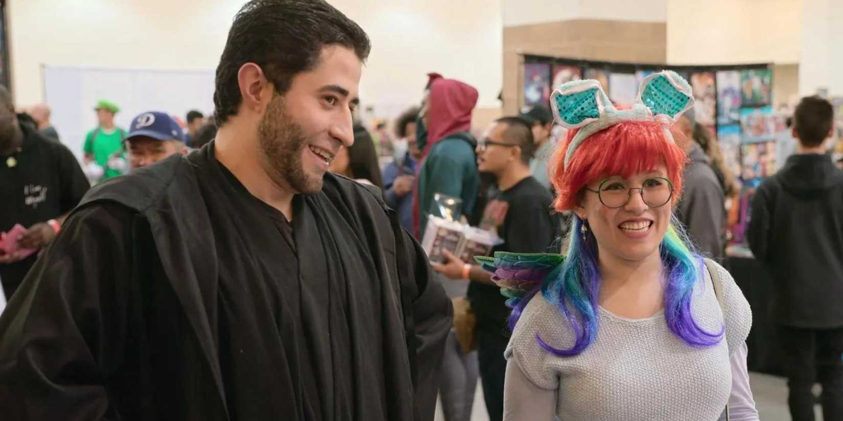 Love on the spectrum dani bowman and adan in costume at convention