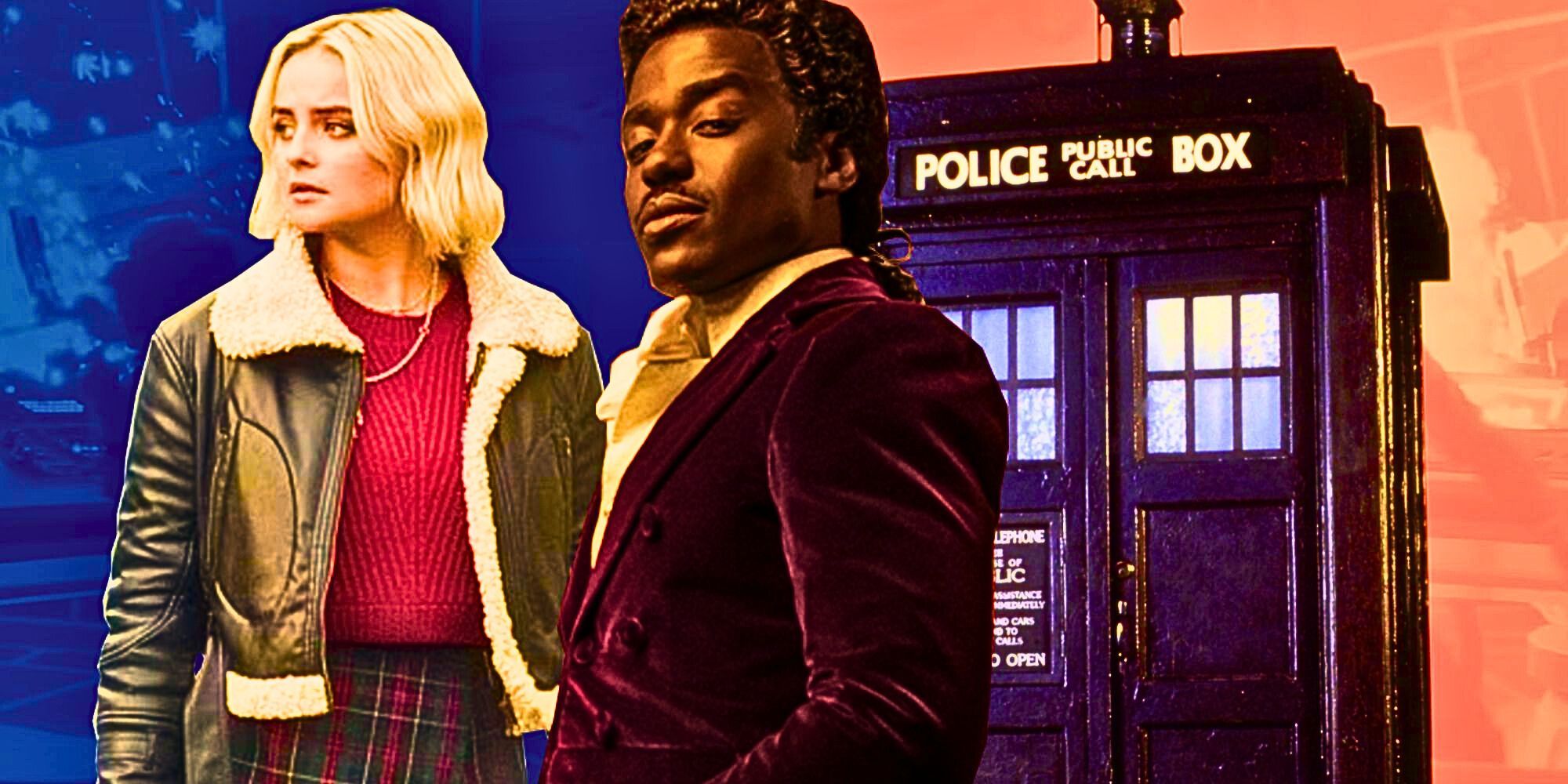 A custom image of Millie Gibson as Ruby Sunday and Ncuti Gatwa's Fifteenth Doctor against a backdrop of Doctor Who imagery