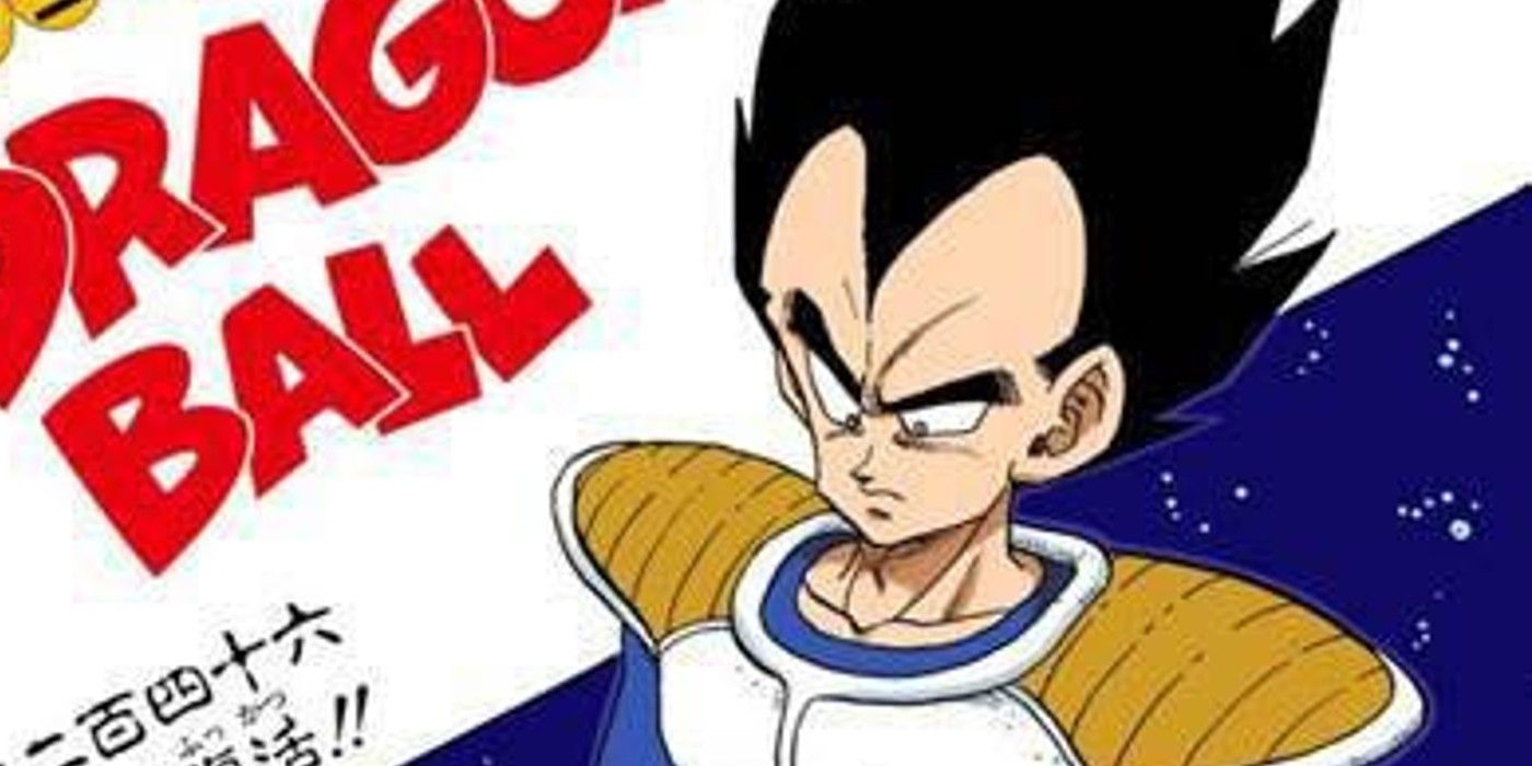 Vegeta stands, glancing downwards with a frown in Dragon Ball manga art. 