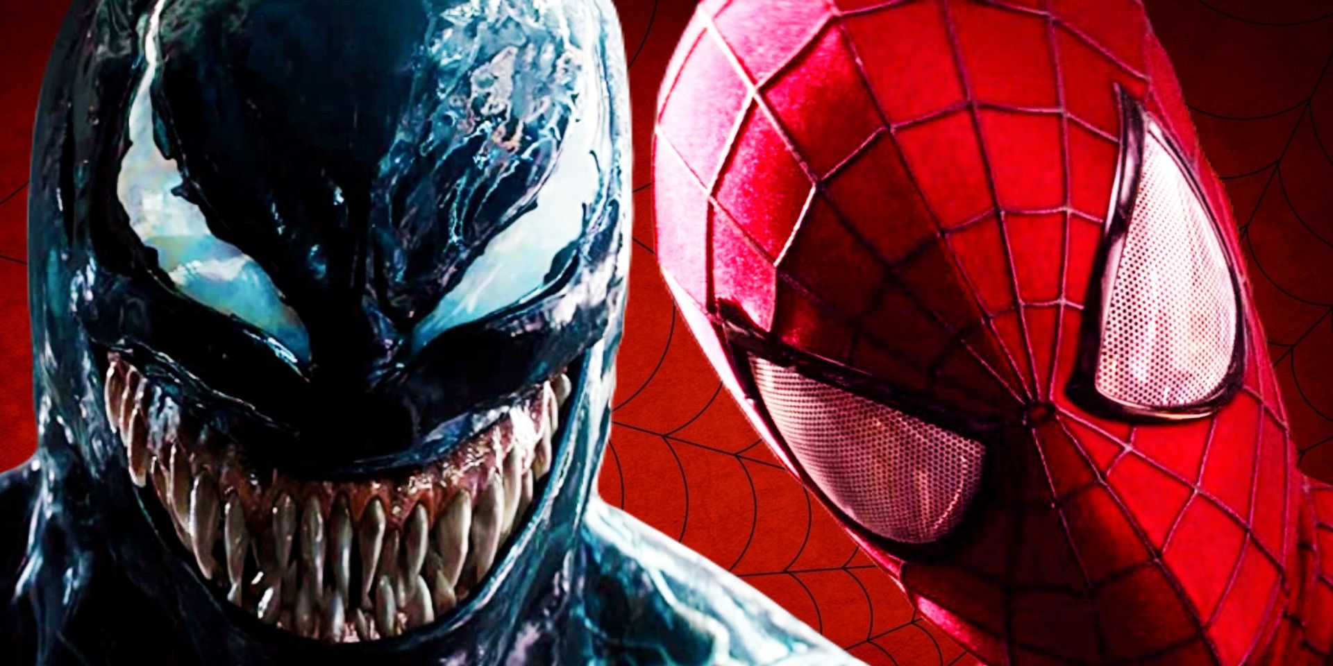 Tom Hardy como Venom ao lado de Andrew Garfield como Homem-Aranha