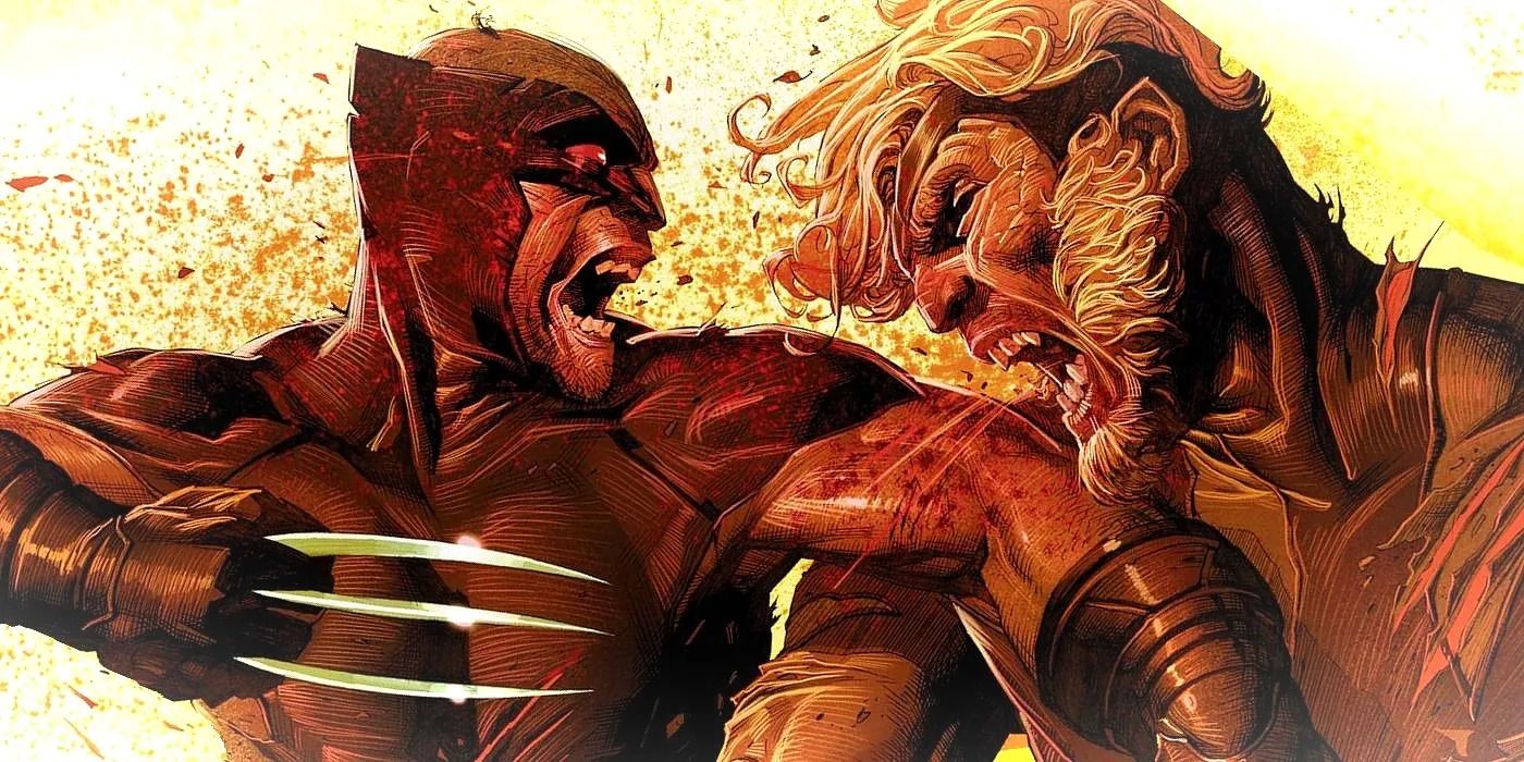 Wolverine stabbing his archival Sabretooth (Marvel Comics)