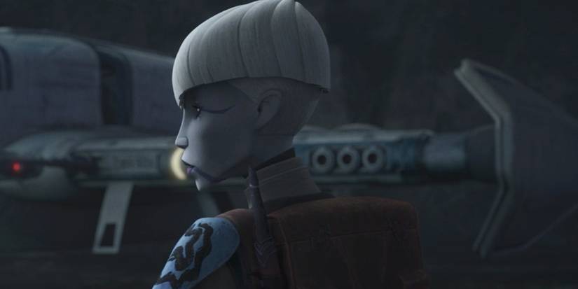Asajj Ventress turning her head to look back in The Bad Batch season 3