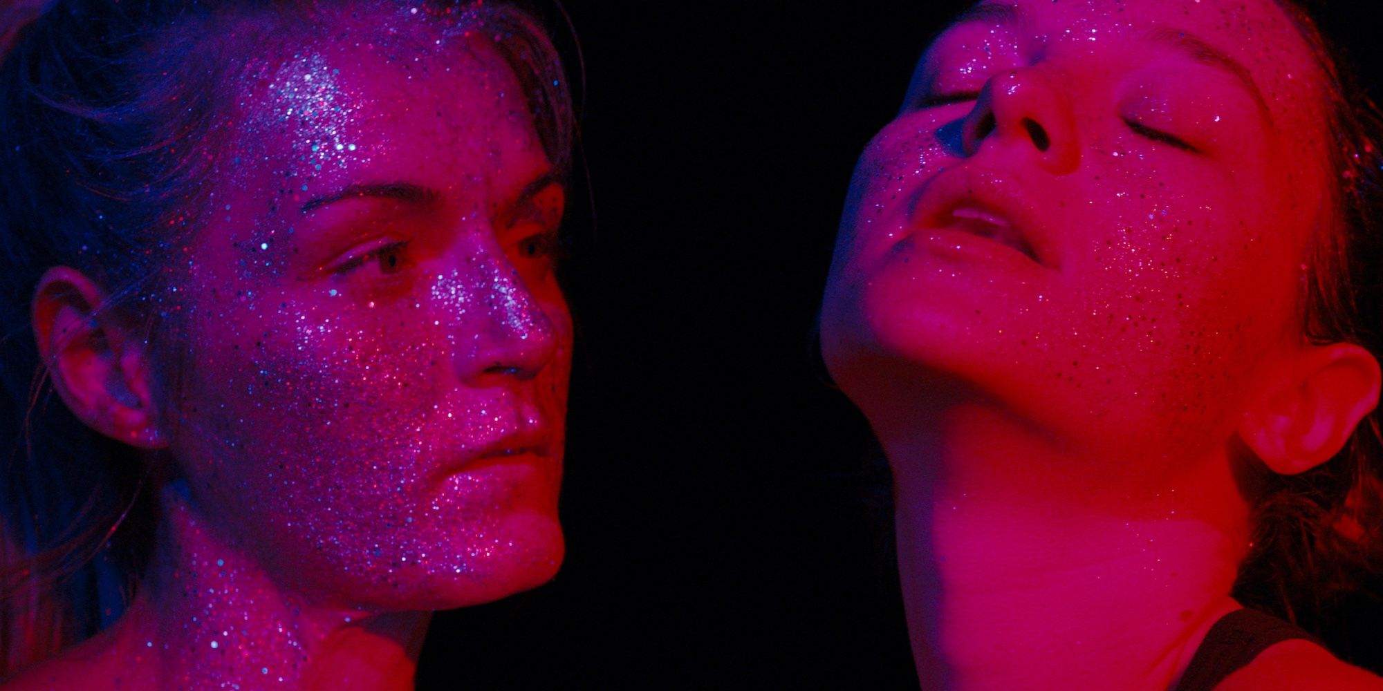 Vicky Knight and Esmé Creed-Miles as Franky and Florence covered in glitter in Silver Haze