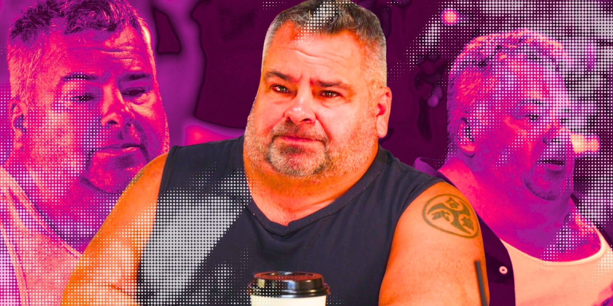 montage of Big Ed from 90 day fiance with orange and pink colors