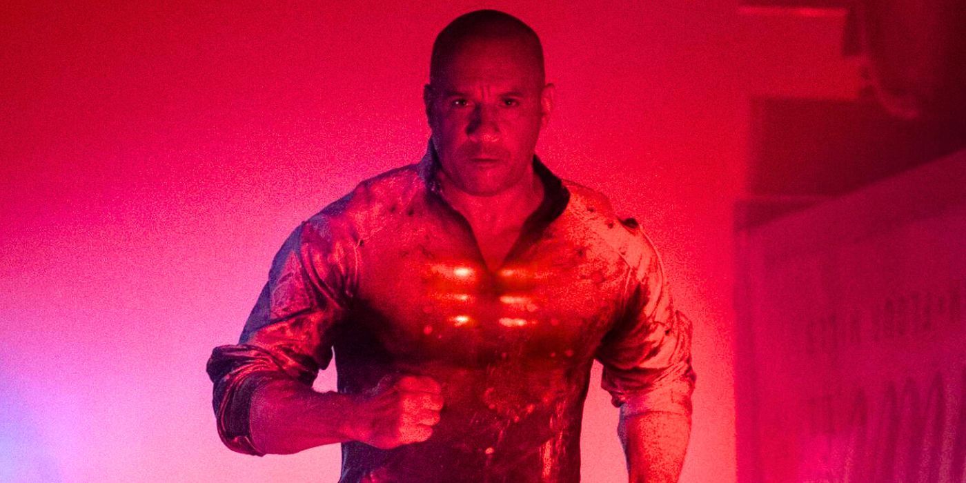 Vin Diesel running in Bloodshot with red hues