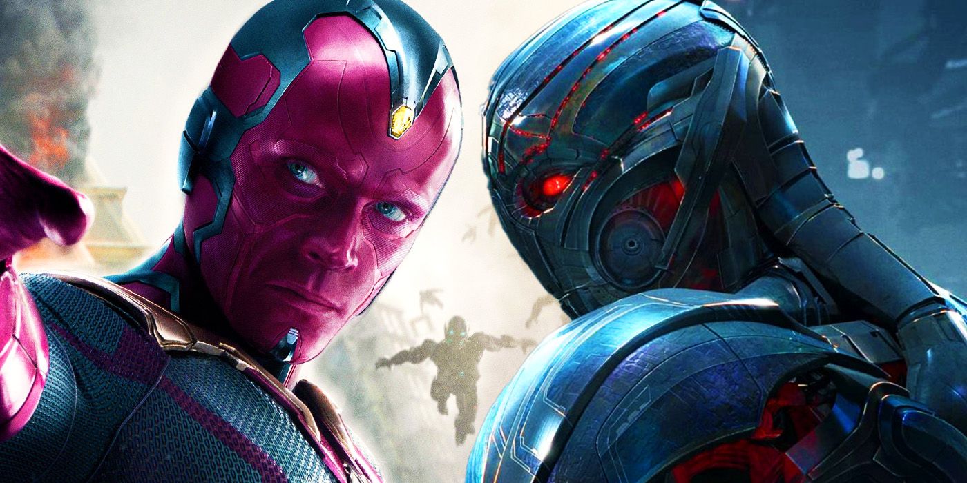 Vision and Ultron in Avengers Age of Ultron
