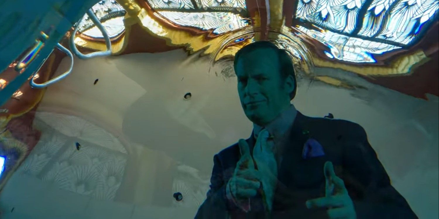 A cardboard cutout of Saul Goodman floating in water in Better Call Saul Season 6, Episode 1, “Wine and Roses”