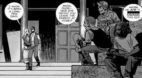 walking dead's ending some kids mock the older carl for wearing an eyepatch