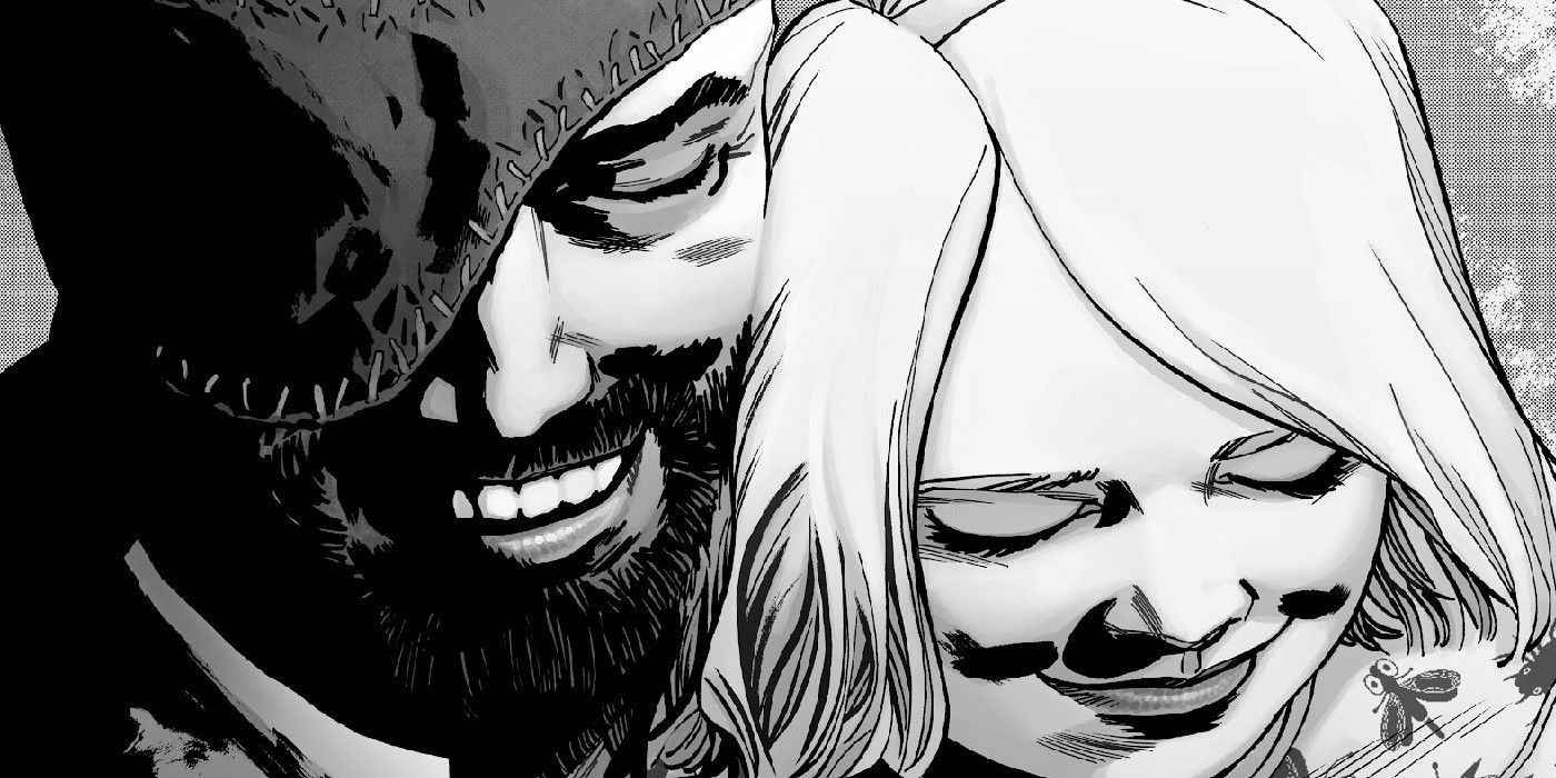 Walking dead's final image: an older Carl tells his daughter his father Rick Grimes' story.