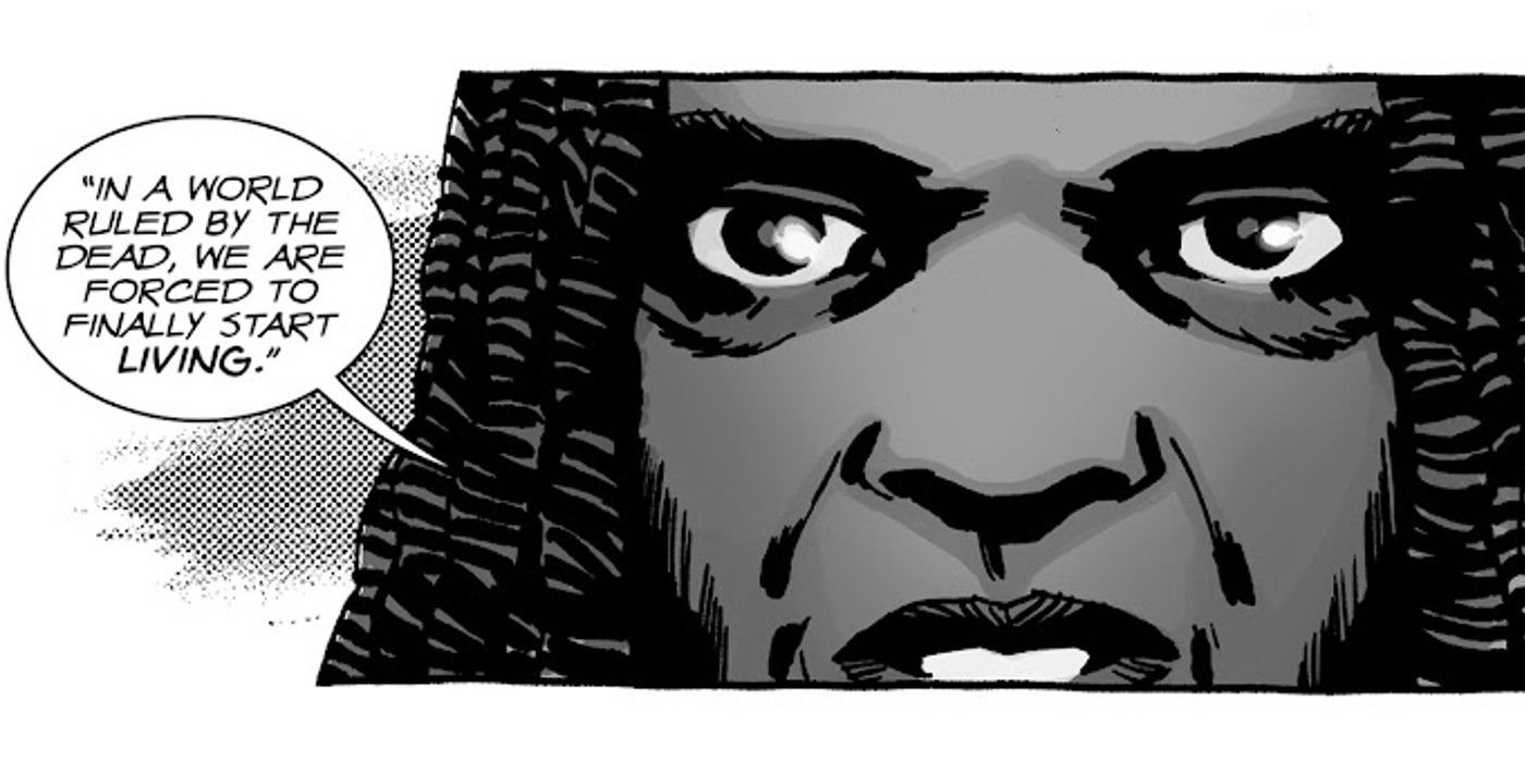 walking dead's final issue - michonne makes a speech while acting as the judge at carl's trial 3