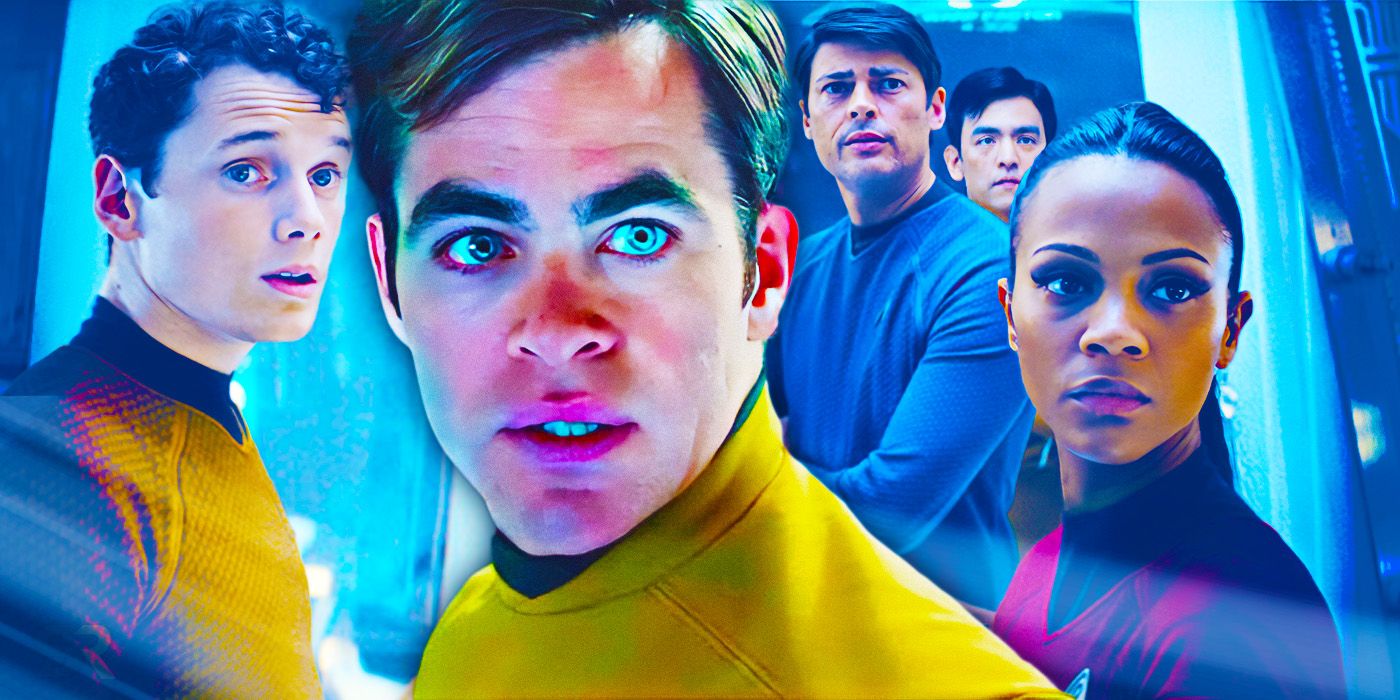 Chris Pine and the cast of Star Trek 2009 looking concerned.